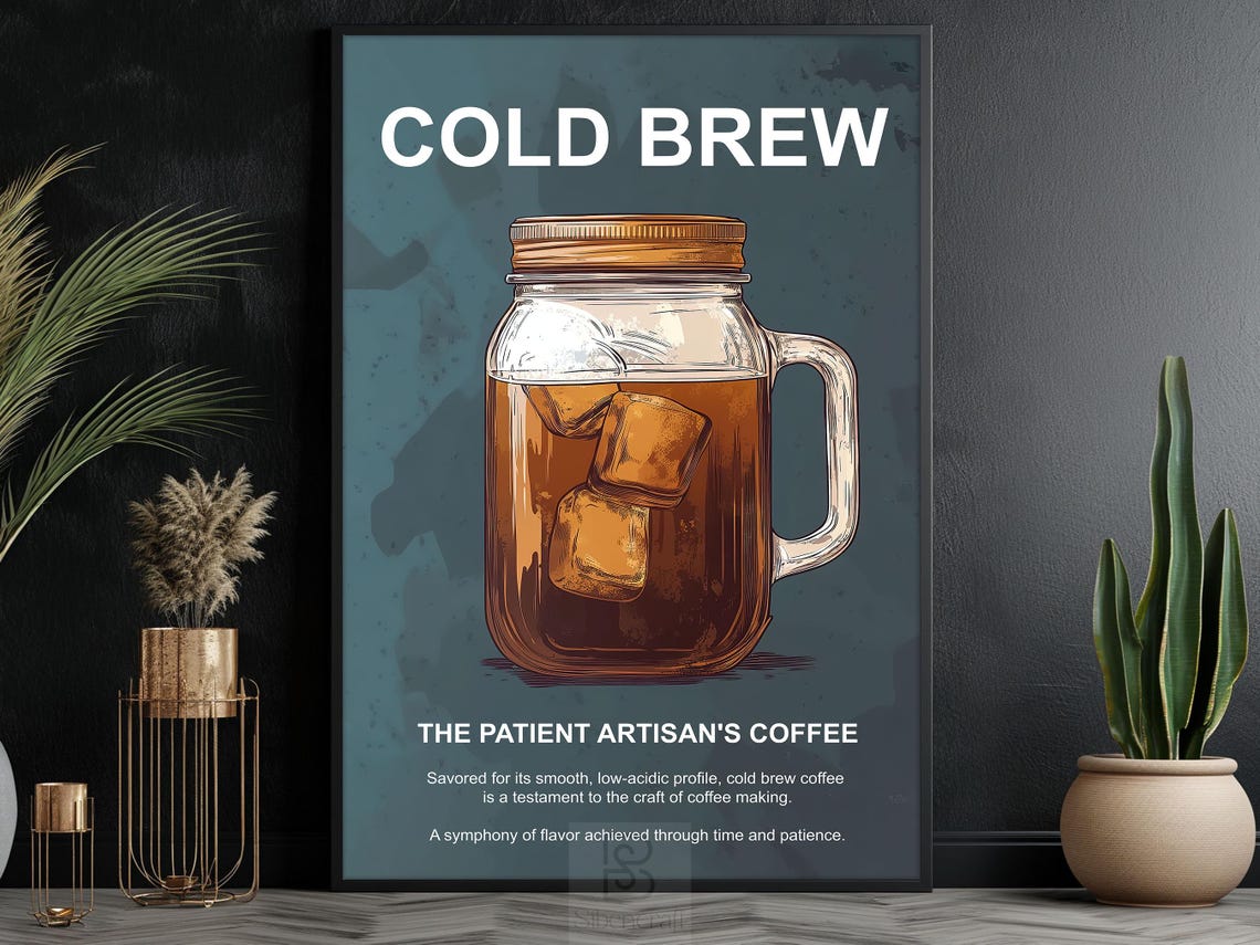 Vintage Cold Brew Coffee Print Coffee Poster Print Drinks Wall Art Decor - Image 6