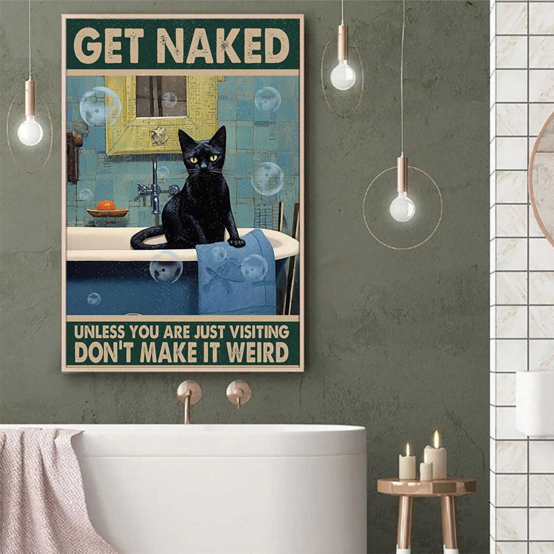 Cat Comedy Vintage Cat Bathroom Art Print, Christmas Gift - Image 5