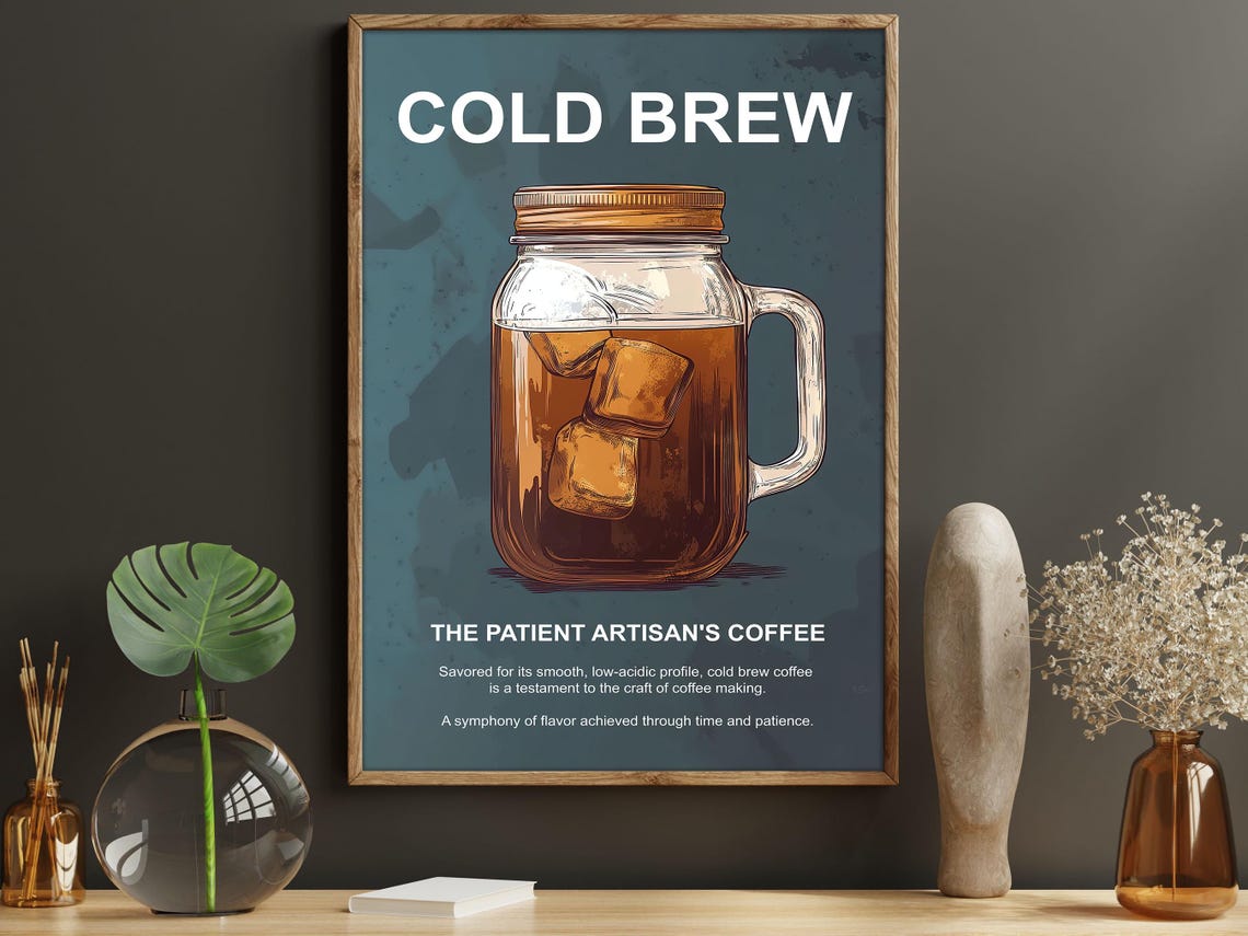 Vintage Cold Brew Coffee Print Coffee Poster Print Drinks Wall Art Decor