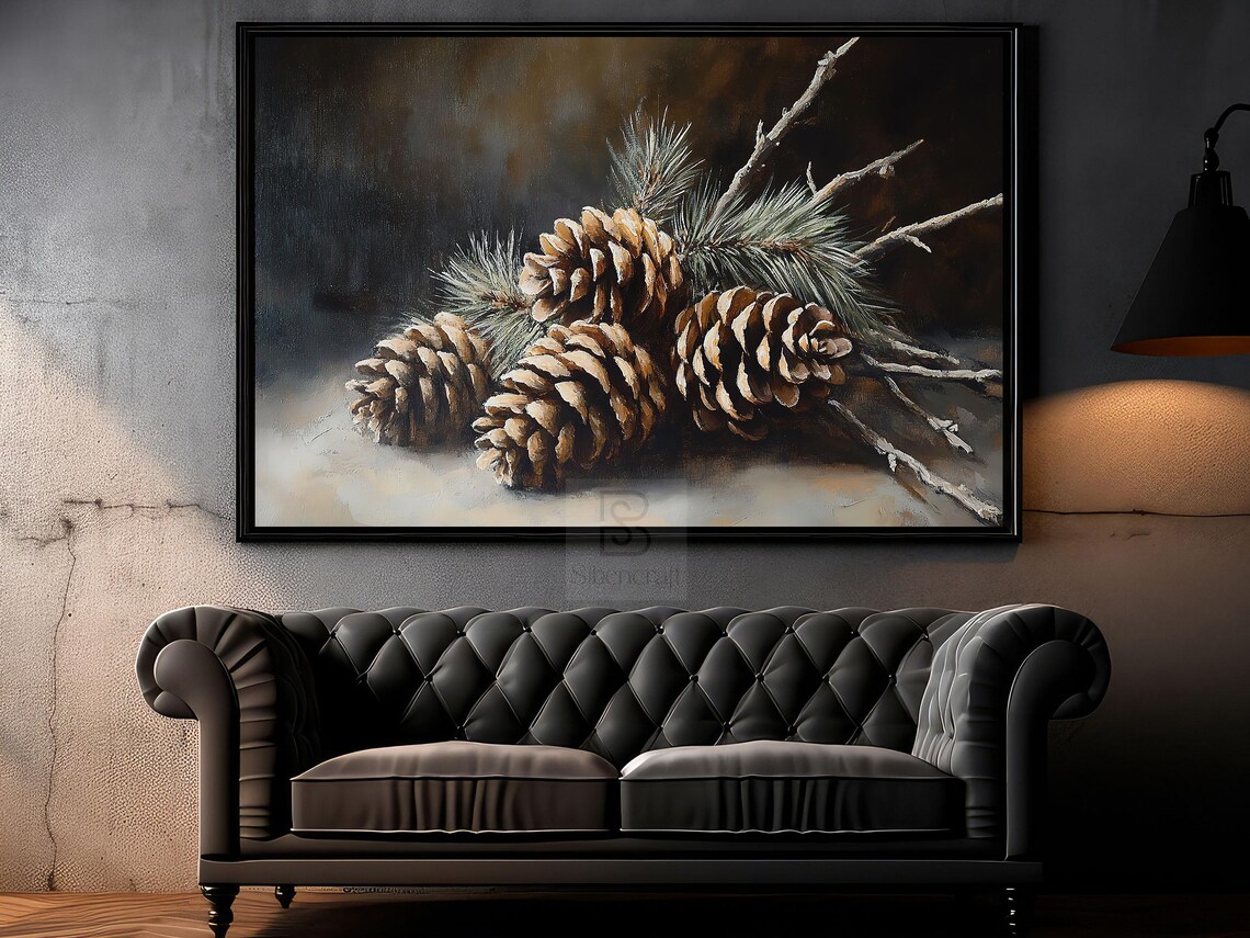 Cottage Pinecone Vintage Christmas Art Print Decor - Image 6