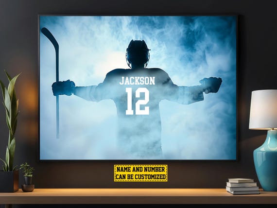 Victory Hockey Player Personalized Print Hockey Poster Hockey Print Hockey Gift For Boy Man