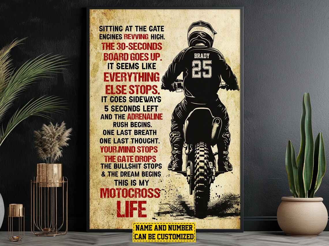Motocross Life Personalized Poster Print, Custom Gift
