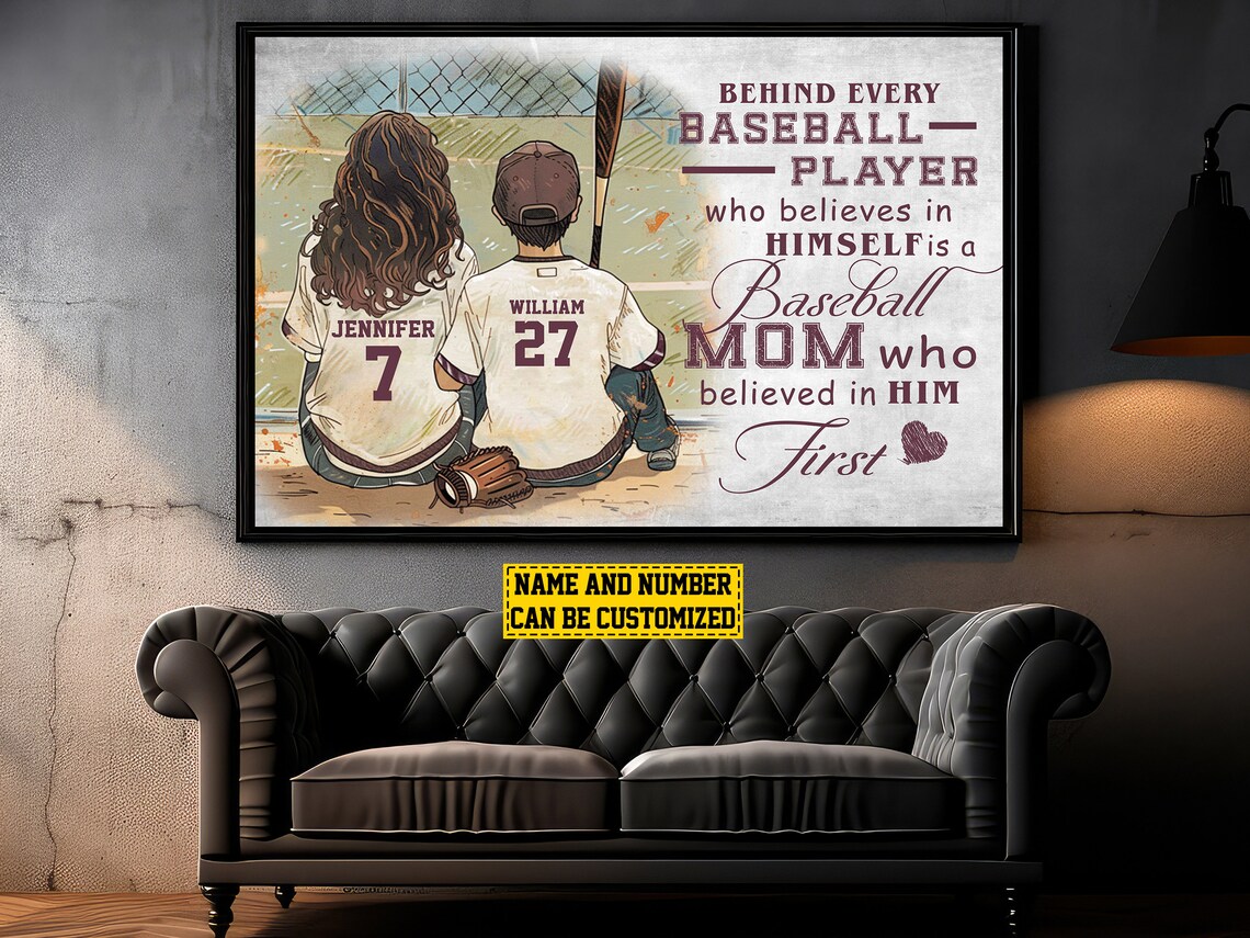 Personalized Baseball Poster Print for Mom and Son - Image 3