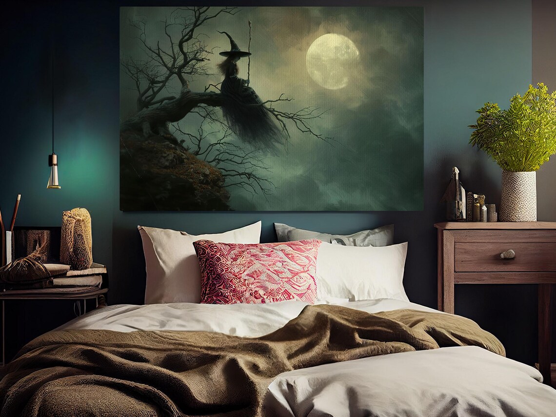 Alone Witch Under Moonlight Halloween Poster - Image 3