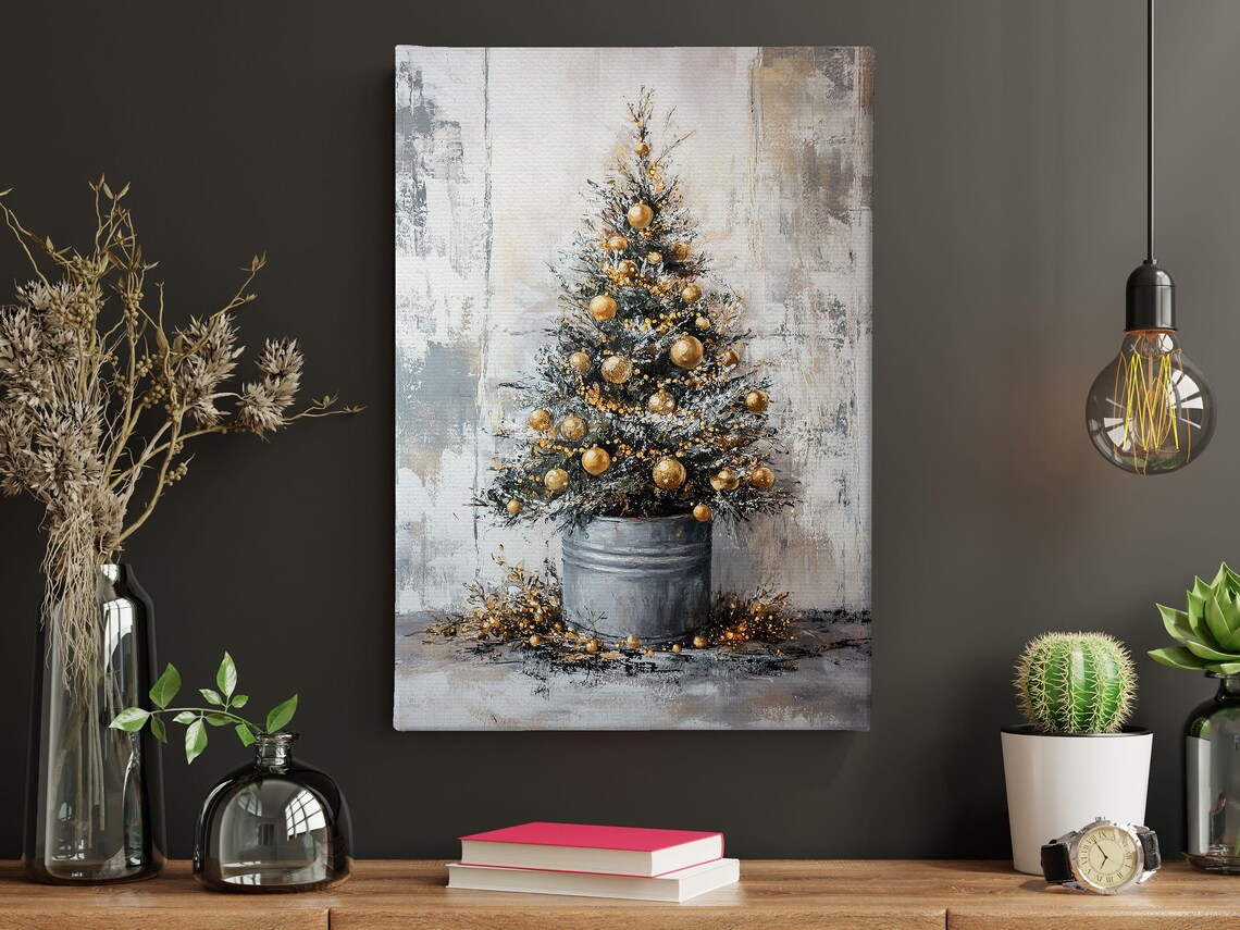 Vintage Christmas Tree Art Print, Cottage Winter Decor - Image 3