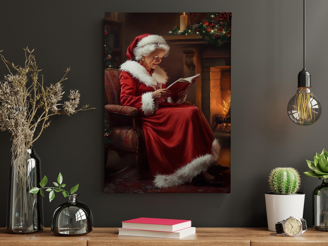 Vintage Mrs Claus Reading, Christmas Poster Print - Image 4