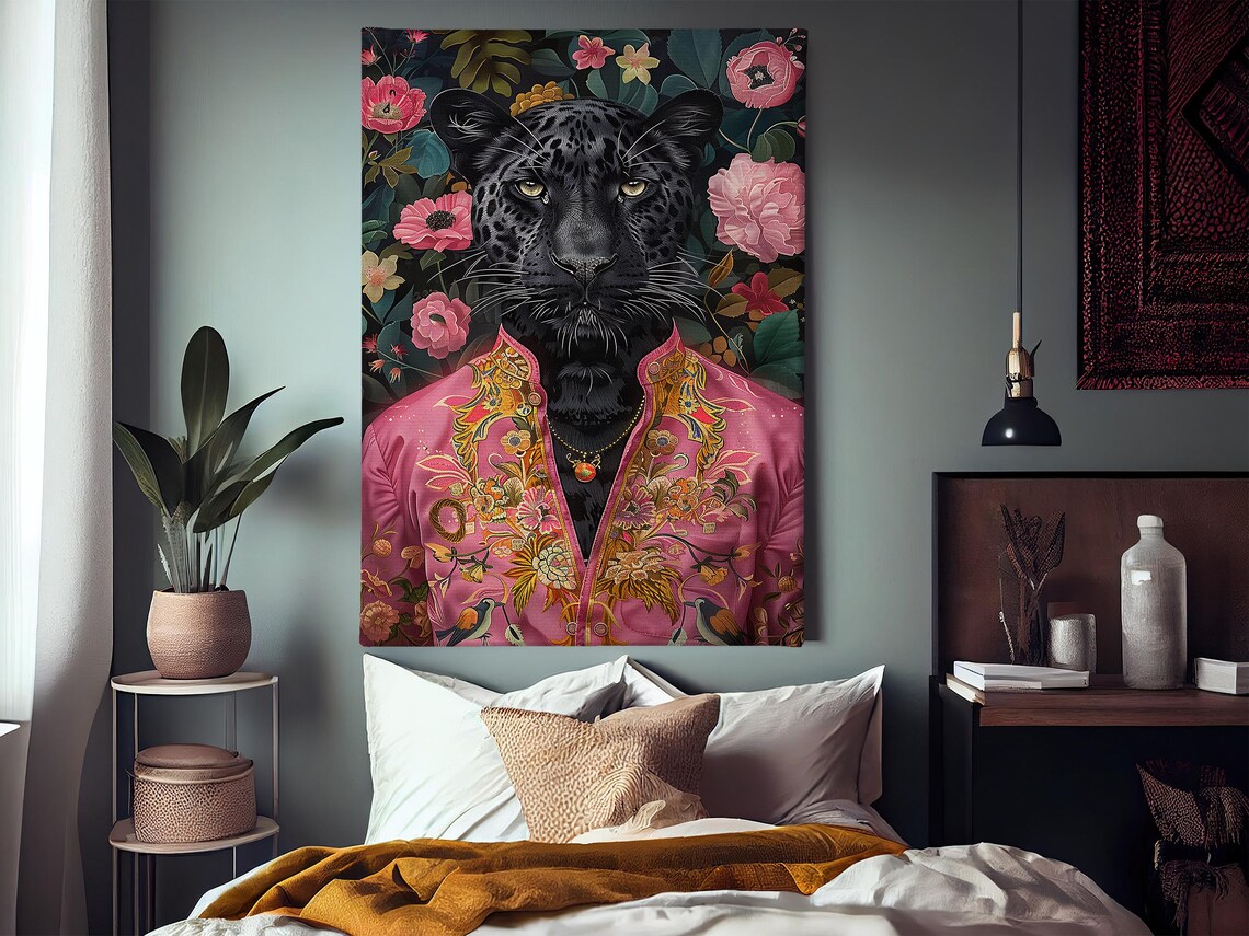 Matisse-Inspired Black Leopard Lady Art Print - Image 3
