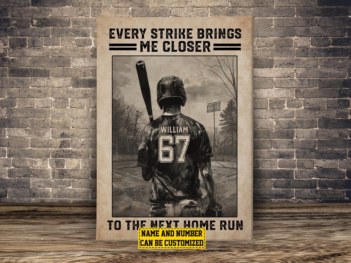 Baseball Players Personalized Print Baseball Poster Print Softball Gift For Boy Man - Image 2