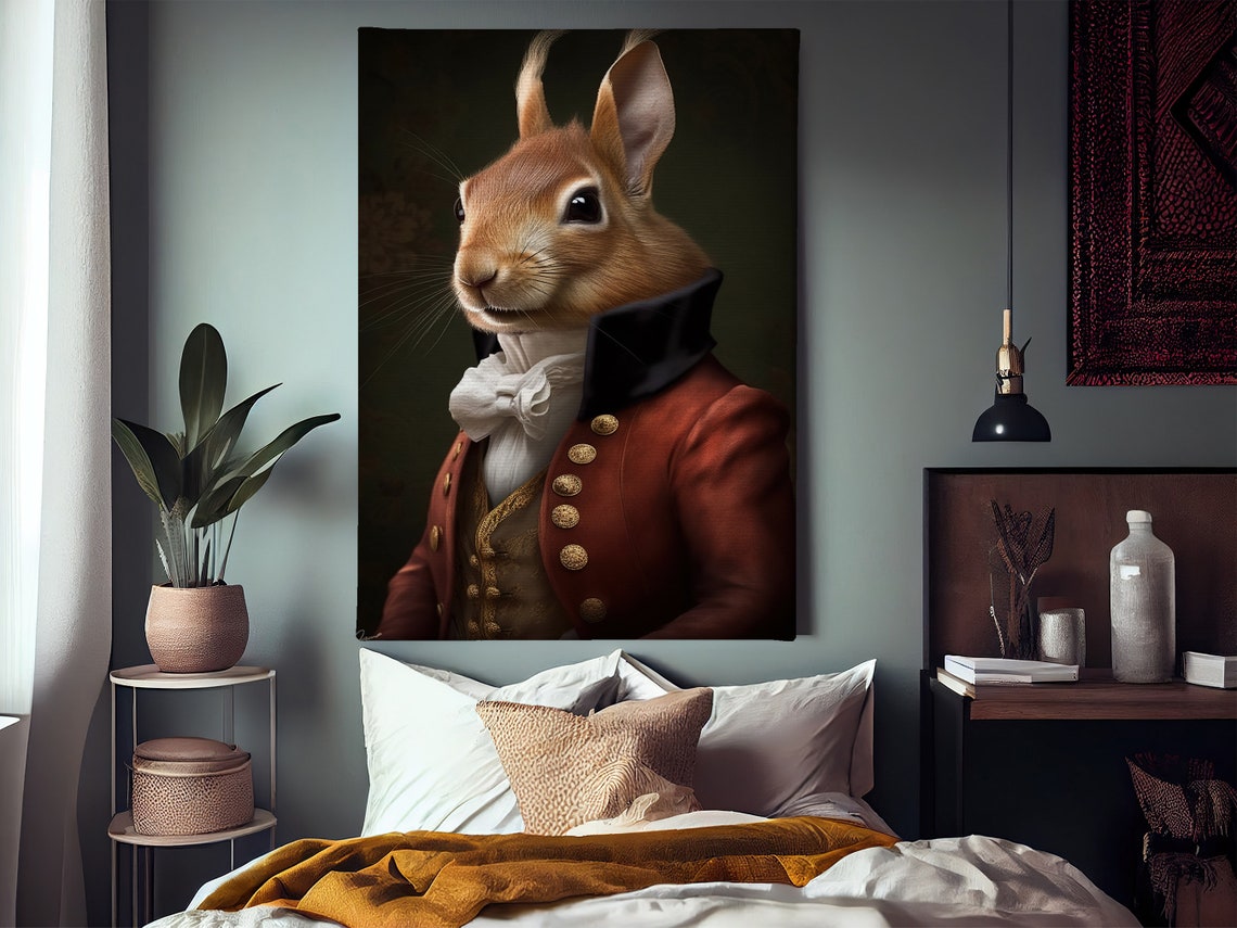Gentleman Squirrel Portrait In Red Regency Military Coat Art Poster - Image 3