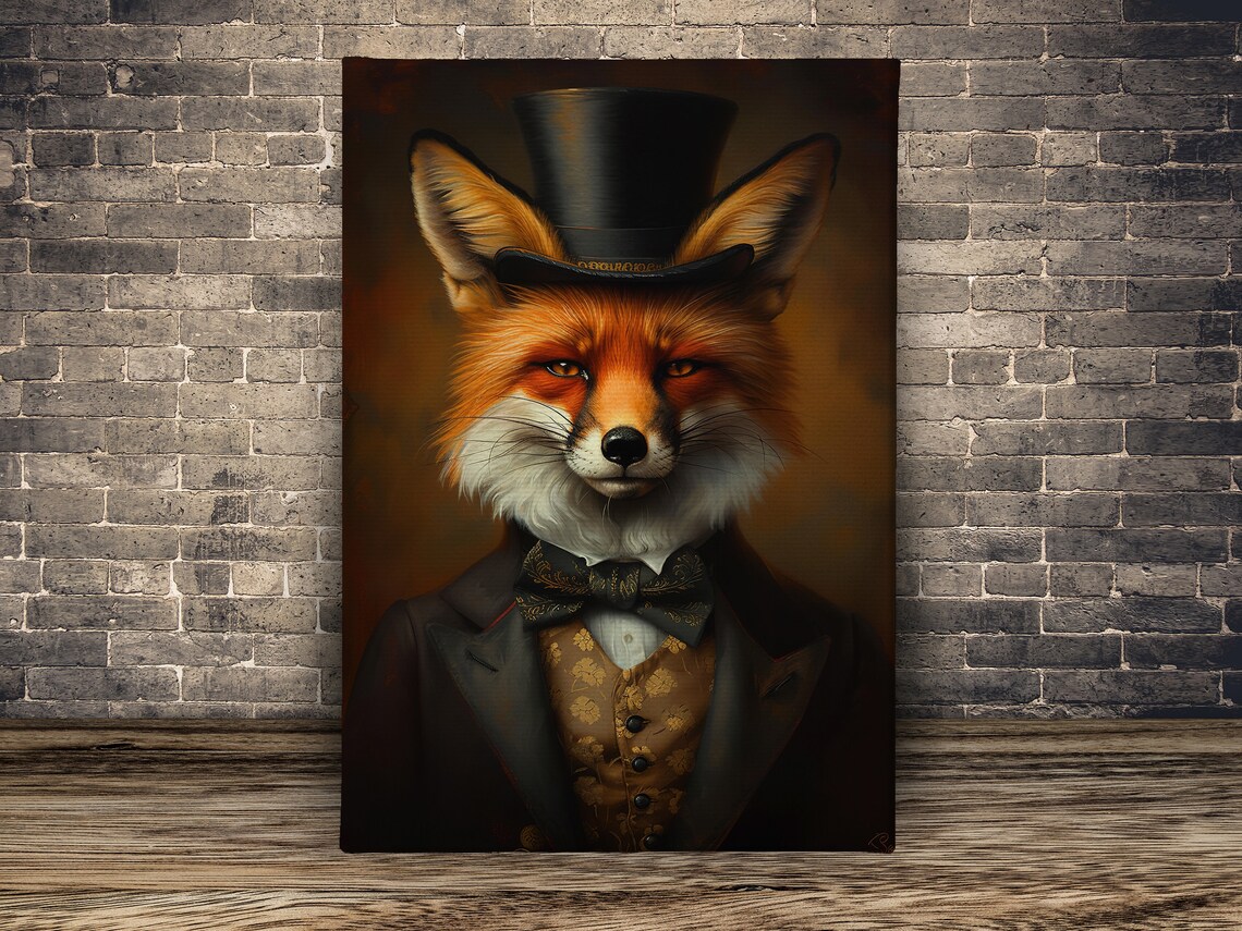 Vintage Renaissance Fox Portrait, Gothic Art Print - Image 3