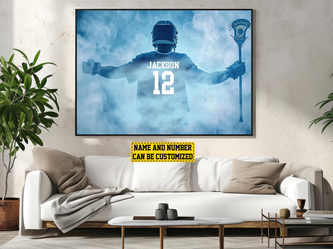 Victory Lacrosse Player Personalized Wall Art Print - Image 3