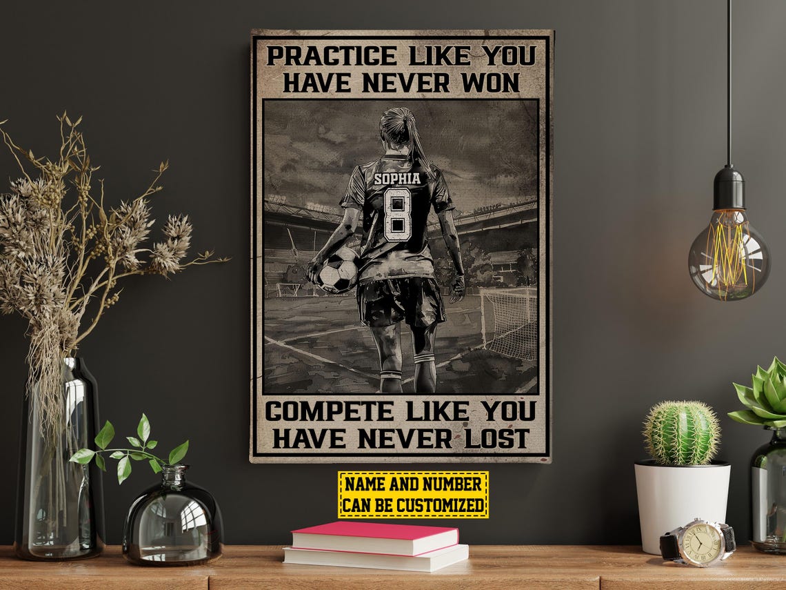 Personalized Soccer Practice Compete Motivational Poster Gift - Image 3