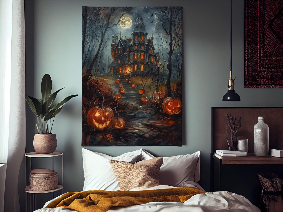 Dark Haunting Castle Halloween Poster Print - Image 3
