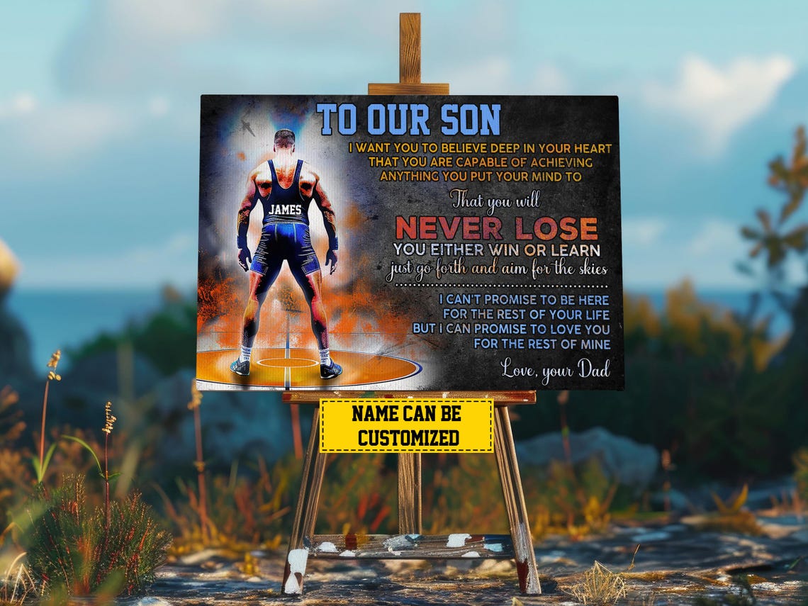 Wrestling To Our Son Personalized Print Wrestling Poster Print Wrestling Gift For Son Men - Image 2