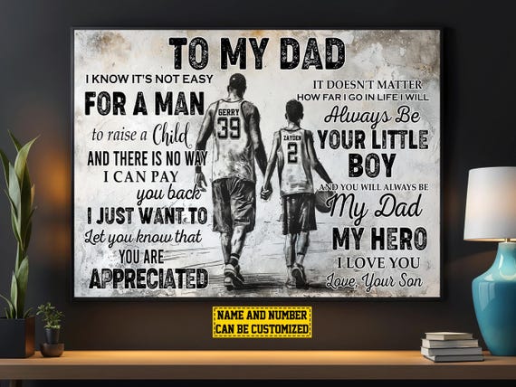 Basketball To My Dad Personalized Print Basketball Custom Poster Print Basketball Gift For Dad Son