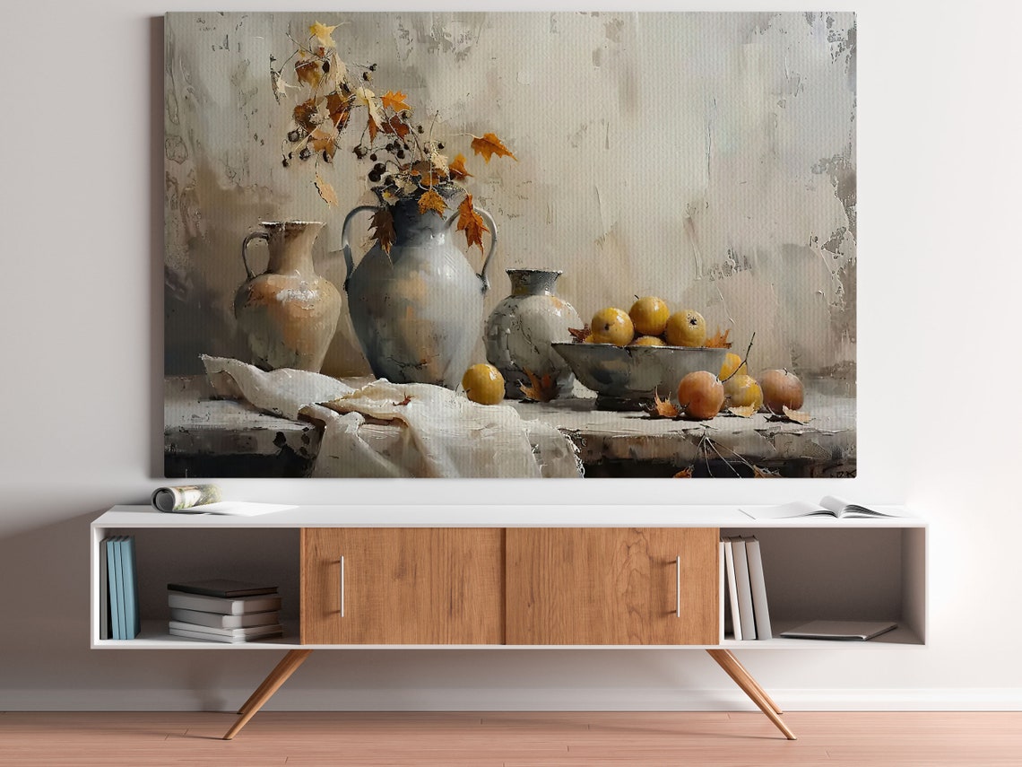 Vintage Flowers Vase And Fruits Oil Painting Flowers Vase Print Cottage Flowers Fruits Poster Flowers Wall Art - Image 2