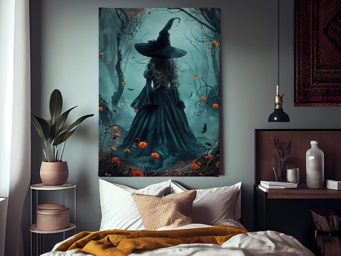Dark Earth Witch in the Forest, Halloween Art Print - Image 3