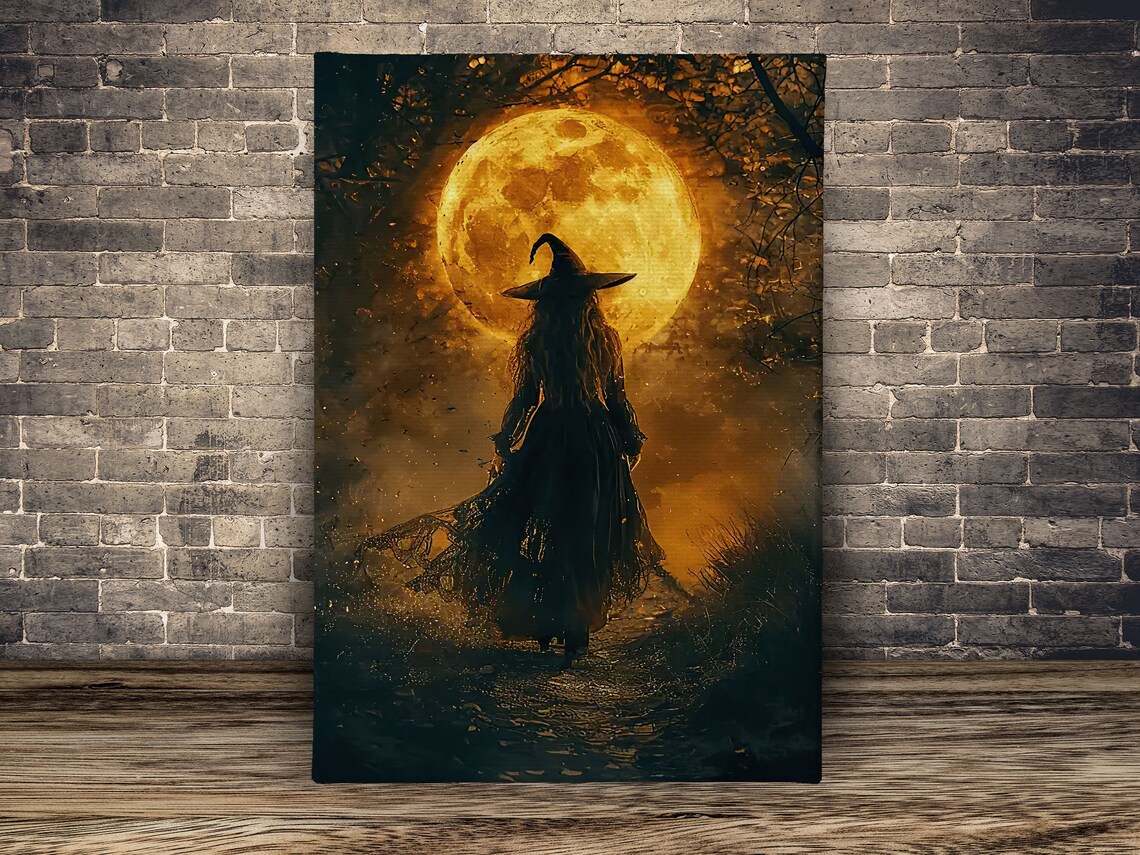 Magical Moon Witch Halloween Wall Art Print, Dark - Image 2