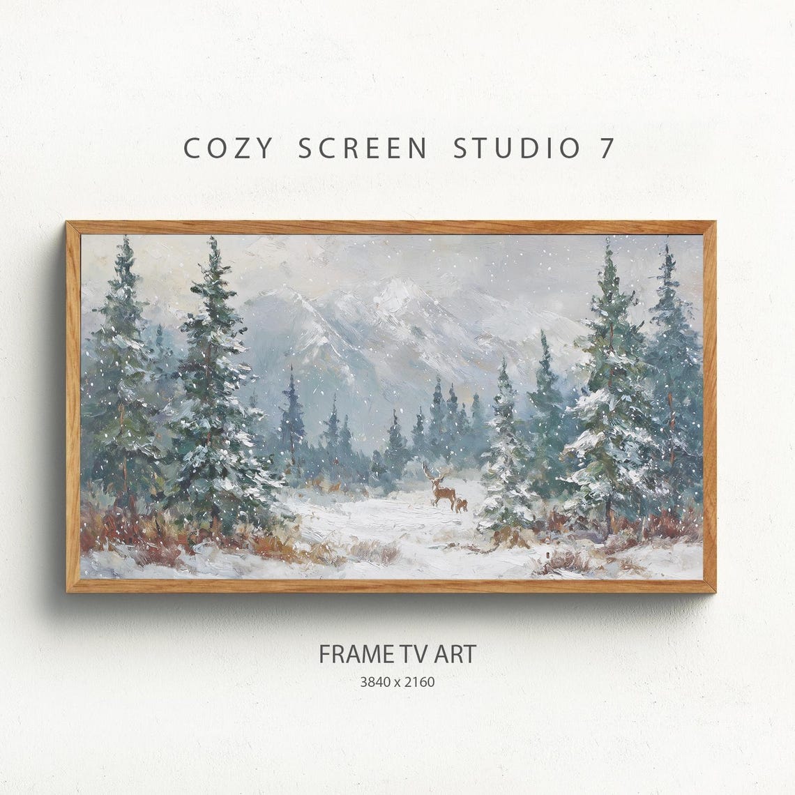 Snowy Winter Landscape Painting Frame Tv Art Christmas