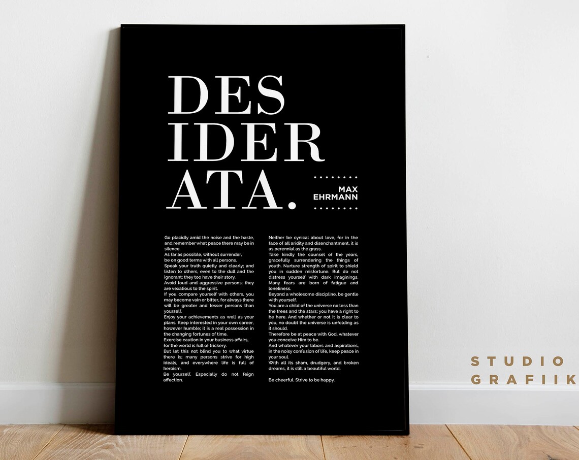 Desiderata, Max Ehrmann Typographic Art Print