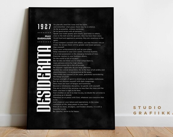 Desiderata Poem Typography, Motivational Literature