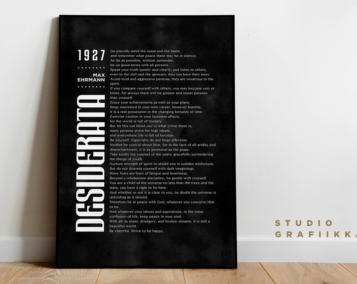 Desiderata Poem Typography, Motivational Literature