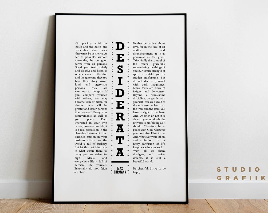 Desiderata, Max Ehrmann Typographic Poster