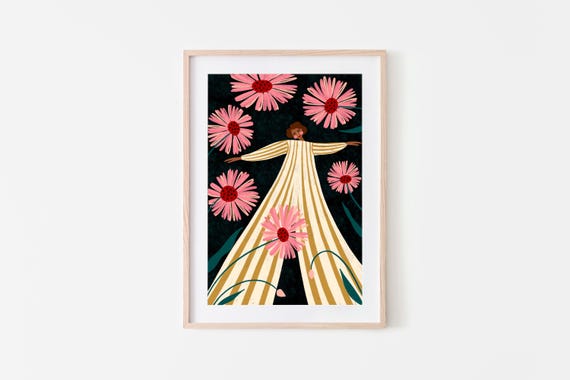 Rise Up Floral Art Print, Living Room Decor