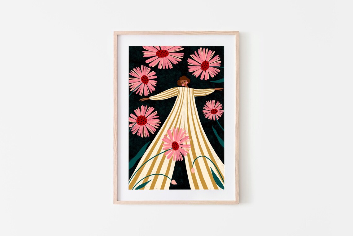 Rise Up Floral Art Print, Living Room Decor