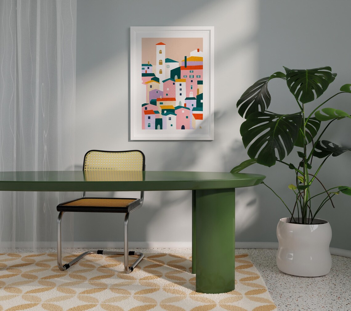 Town Colourful Art Print, Boho City Illustration - Image 4