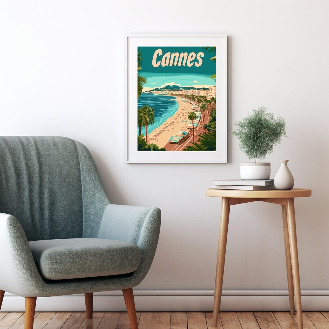 Cannes Coastal Escape, Retro Art Deco Style - Image 3