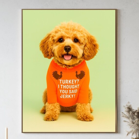 Cavapoo Thanksgiving Wall Art Fall Print Pet Decor Mom Gift Photography Owners Poster