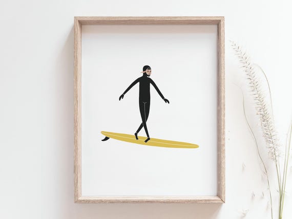Van Life Surfing Artwork, Beach House Decor