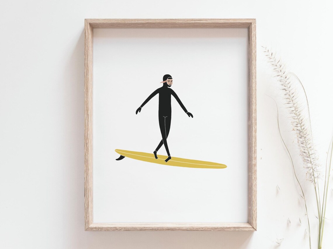 Van Life Surfing Artwork, Beach House Decor