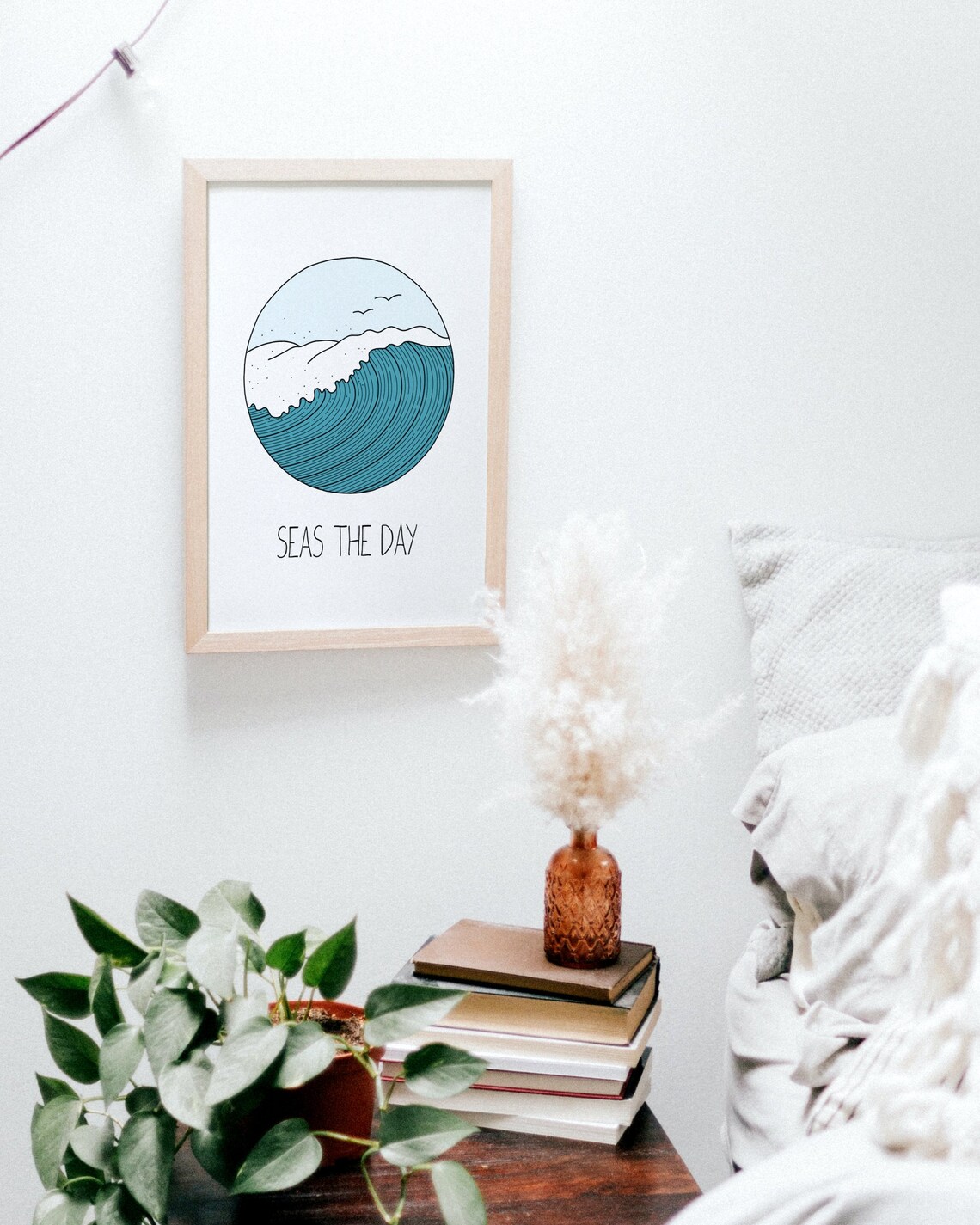 Seas The Day Wave Surf Art Inspirational Quote Print - Image 3