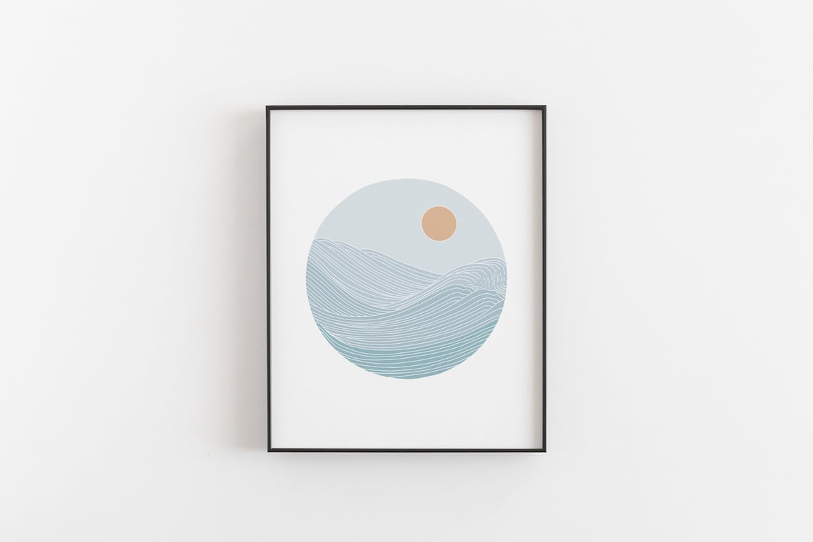Sunset Ocean Sunset Poster, Boho Line Art Print - Image 3