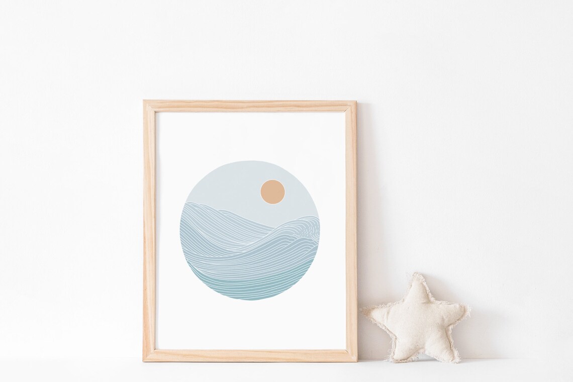 Sunset Ocean Sunset Poster, Boho Line Art Print - Image 2