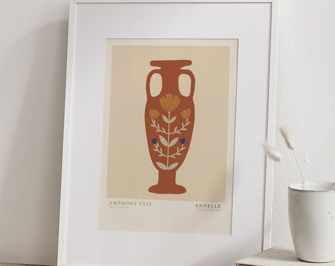 Abstract Greek Vase Boho Terracotta Art Print