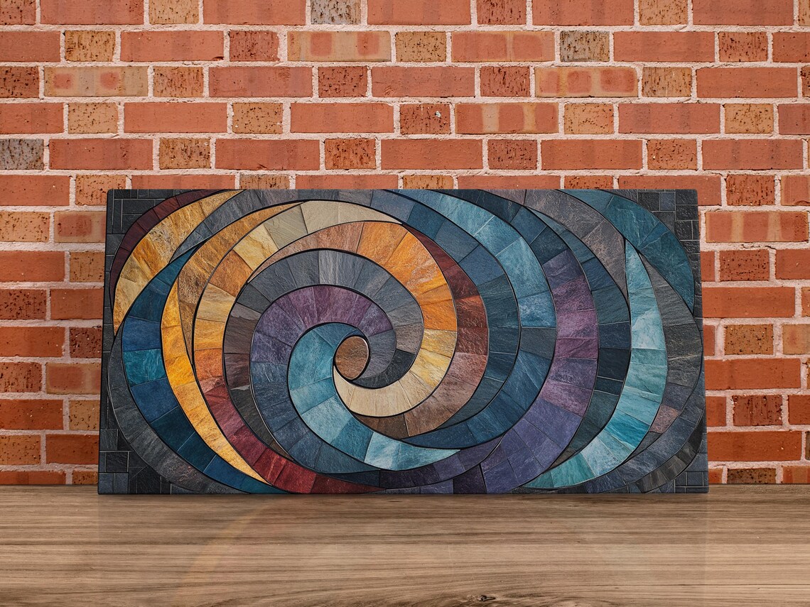 Multicolor Spiral Tiles, Abstract Art Print