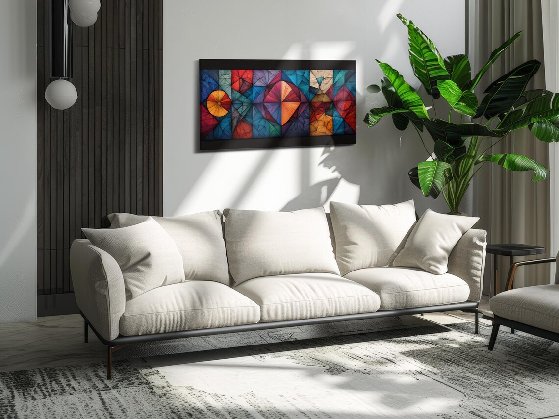 Dynamic Stained Glass Shapes, Abstract Modern Art Print - Image 2