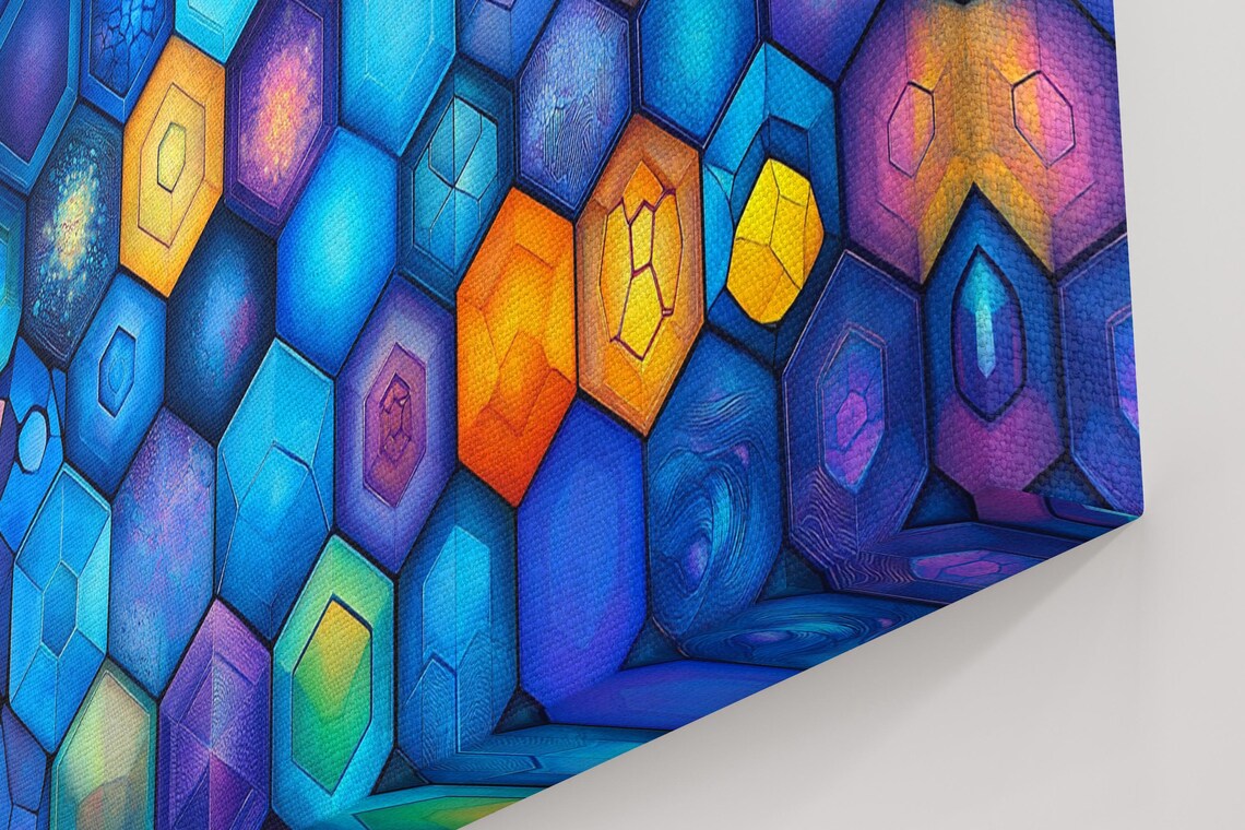 Geometric Hexagon Design, Indian Art Print - Image 4