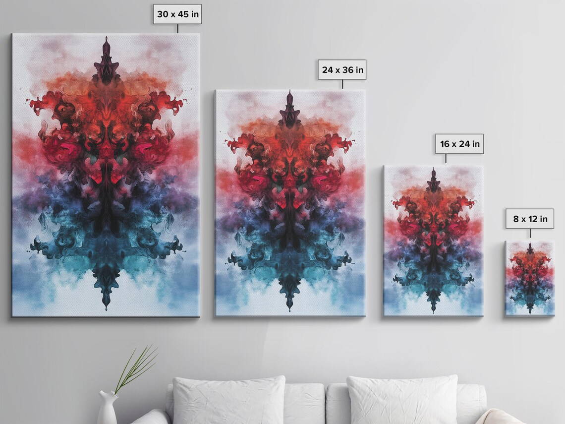 Red And Blue Ink Blot, Abstract Modern Art Print - Image 3