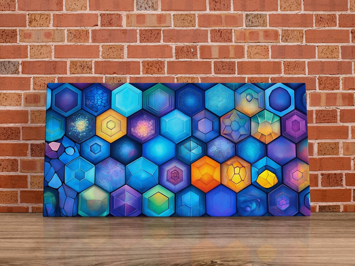 Geometric Hexagon Design, Indian Art Print