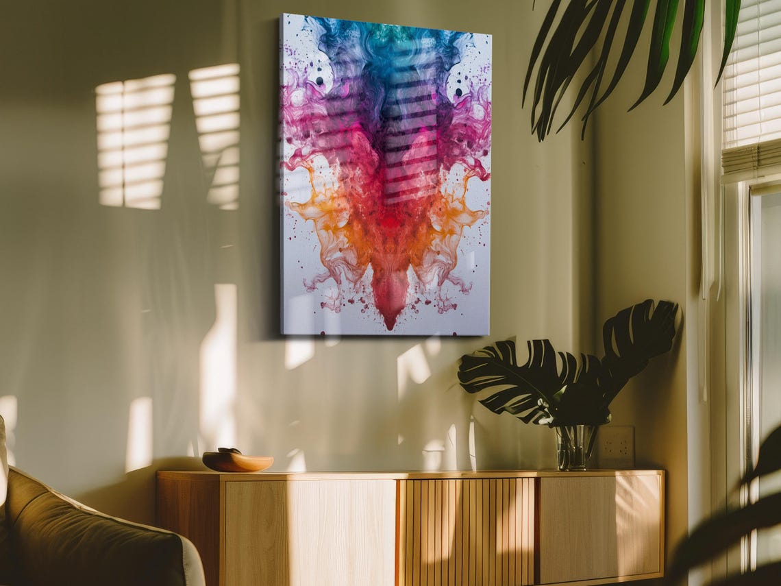Splatter Color Symphony Blue Magenta Orange Ink Abstract Poster - Image 4