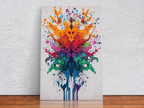 Vivid Splatter Explosion Art Print Print