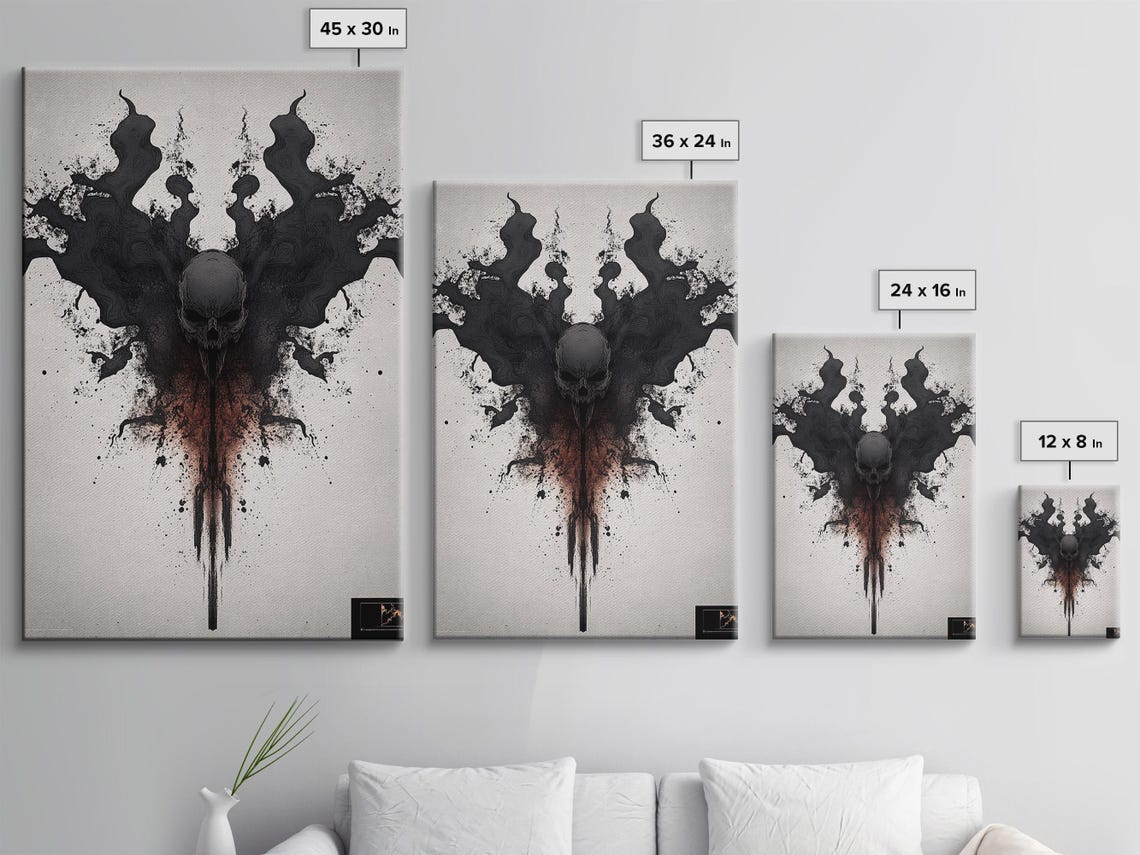 Dramatic Ink Skull Symmetry Art Print - Image 3