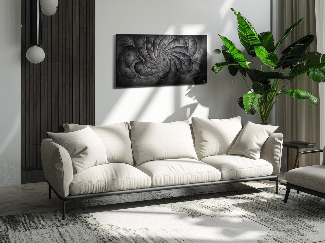 Black And White Spiral Depth Poster Print - Image 2