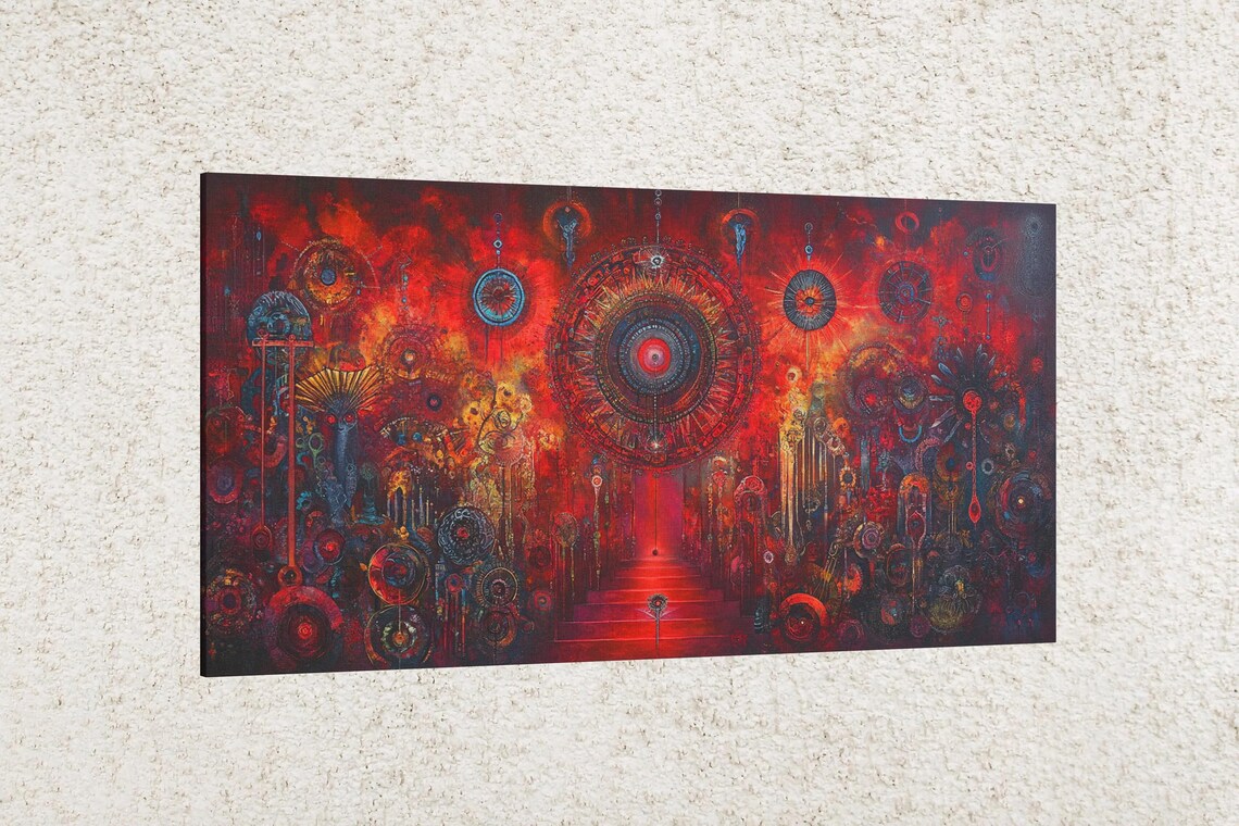 Fiery Wheel Mandala, Spiritual Art Print - Image 2