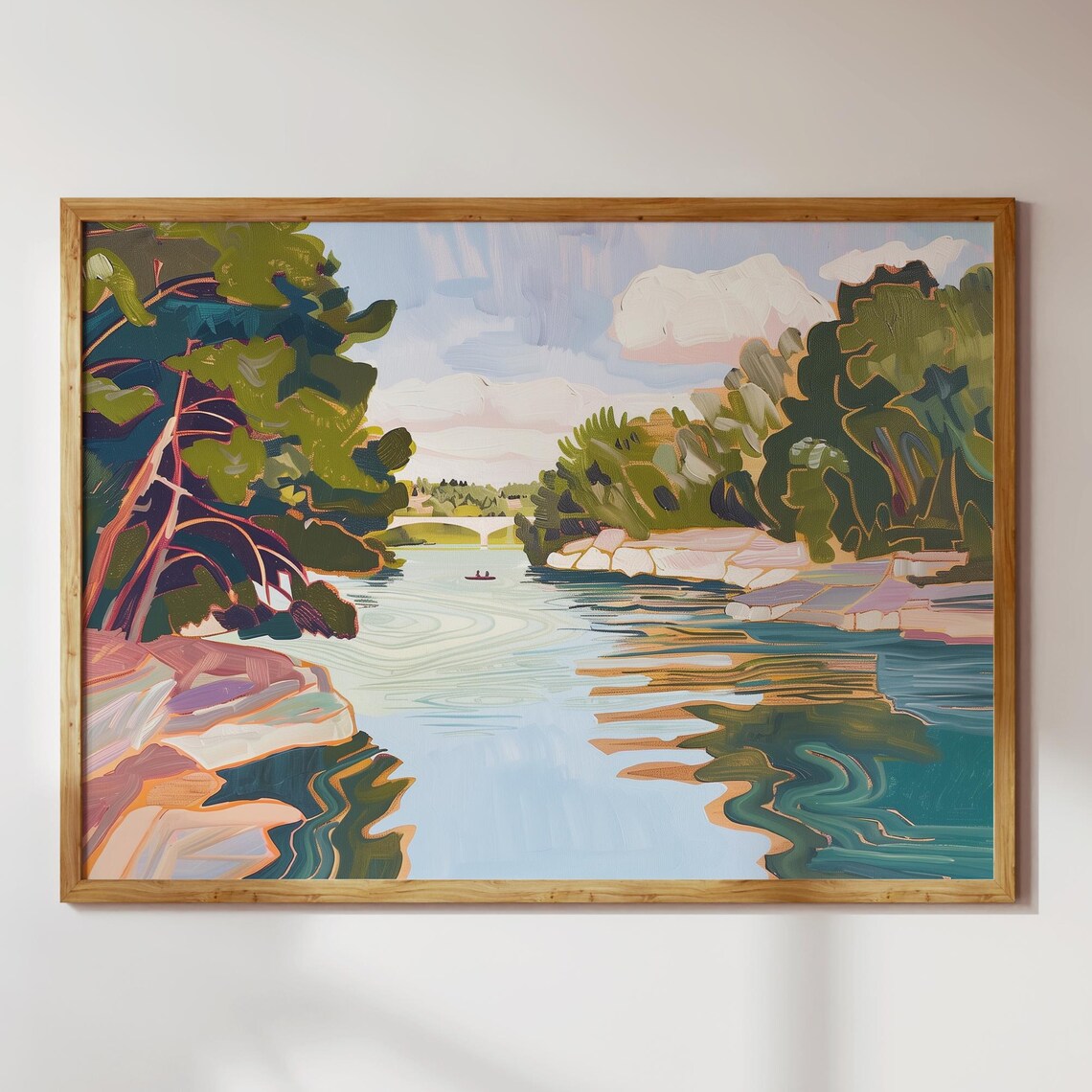 Austin Barton Springs Texas Travel Poster, Abstract Creek
