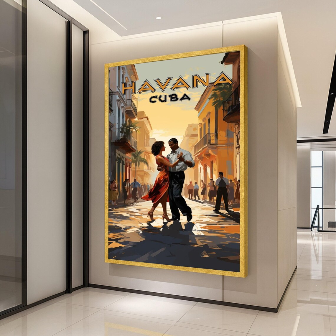 Havana Cuba Vintage Travel Salsa Couple Colonial Street Poster